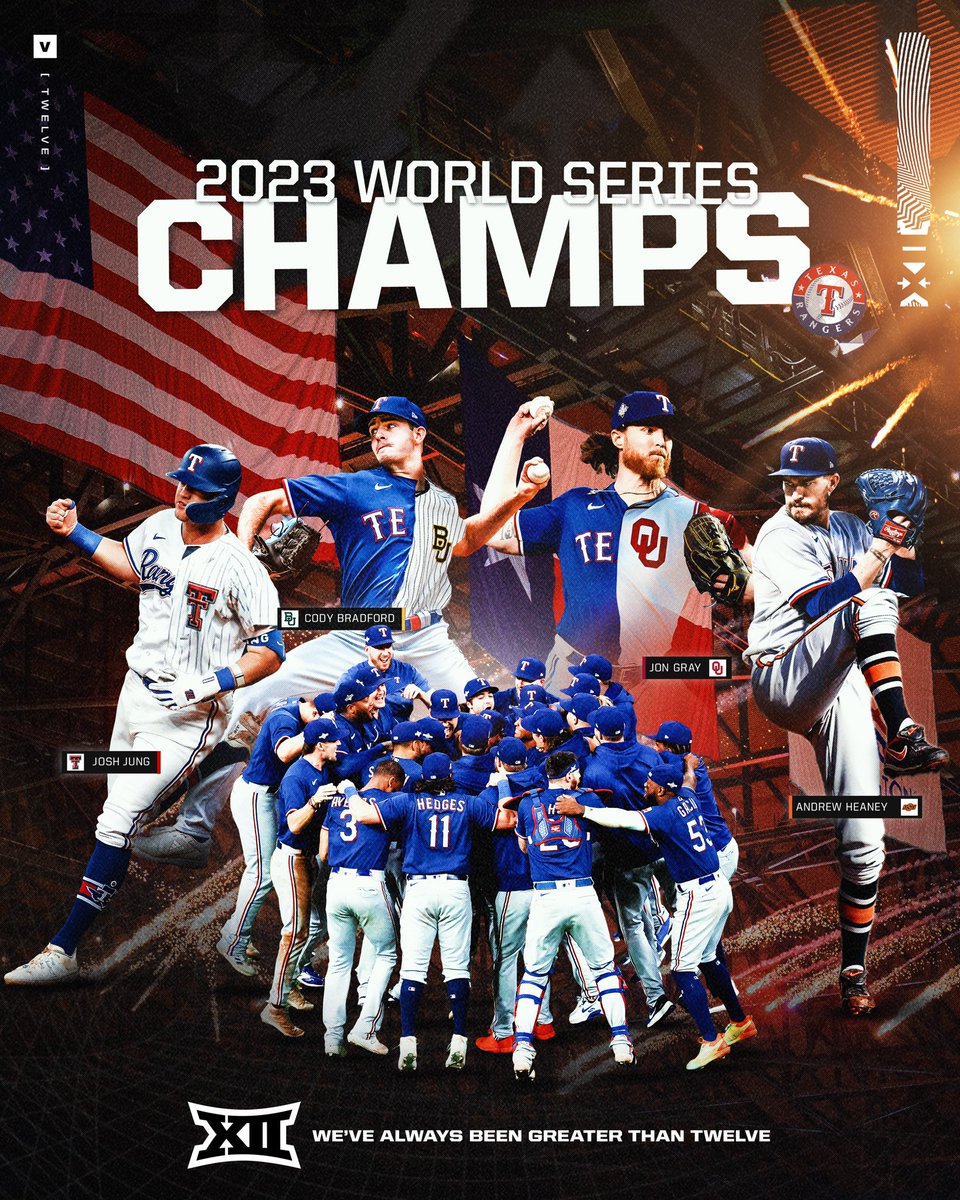 Big12Conference's tweet photo. WENT AND TOOK IT. 

Congratulations to our DFW neighbor @Rangers and each of our #Big12BSB alumni. https://t.co/6bCXCwyWF6