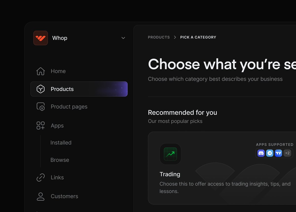ilyamiskov's tweet photo. Dark mode exploration @whop 

Heavily inspired by the amazing work of @Keviduk ✨ https://t.co/XbYGWfdT6X