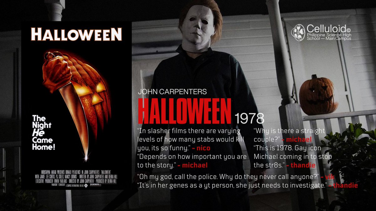 selyumc's tweet photo. Every night until the break comes to an end, Celluloid will treat our members to an exclusive horror movie screening. Just last night, we indulged in the spine-tingling classic, "Halloween" (1978), directed by the legendary John Carpenter. https://t.co/8yxRyWUSen