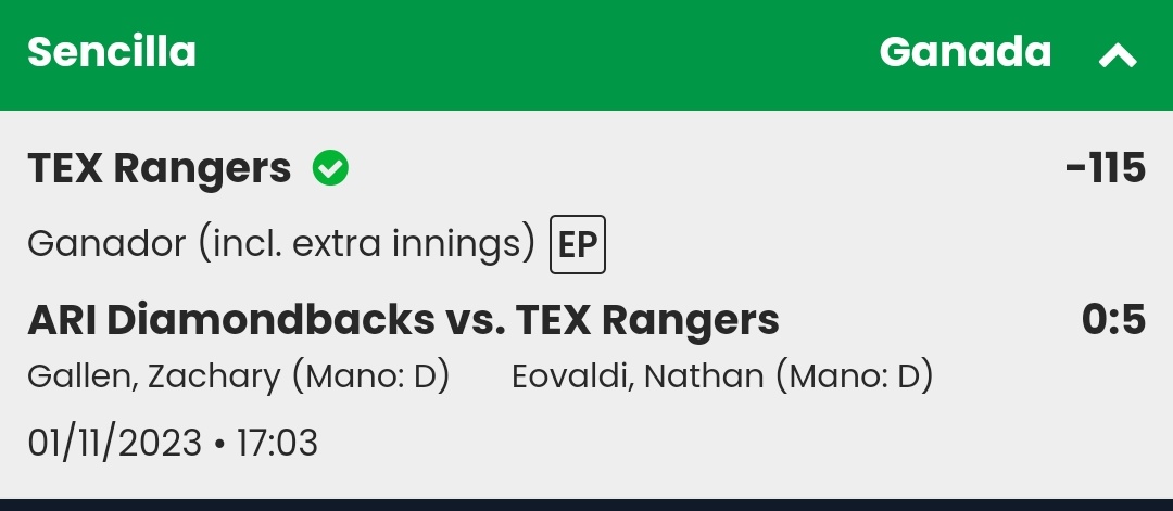 SE PRENDIÓ EL FUCKING CERRO 🔥🔥🔥🔥🔥!!!!

OTRAS CHULADAS DE APUESTAS PREMIUM QUE LES COMPARTÍ ✅✅✅!!!!

LES DIJE QUE TEXAS SERÍA EL CAMPEÓN, QUE HOY TERMINABA LA #WorldSeries!!!!

OTRA APUESTA FUERTE MÁS GANADA ✅🔥!!!!

RÉCORD: 68-18 🔥✅!!

¿ME SEGUISTE? DEJA UN ❤️ Y PASA A