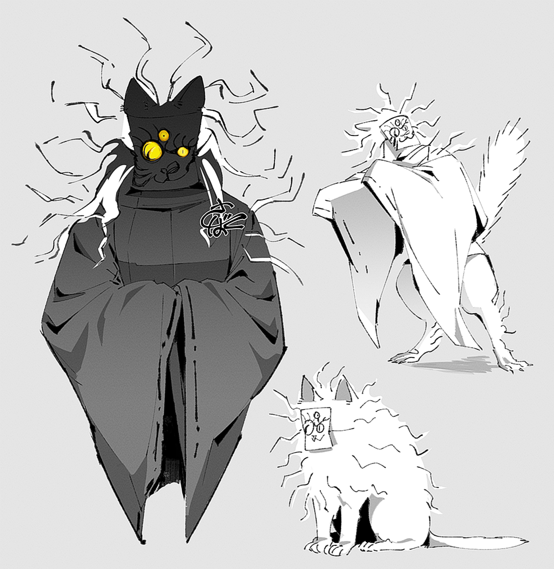 お墨、結構気に入ってるキャラなので描き直したいキモティなる化け猫 