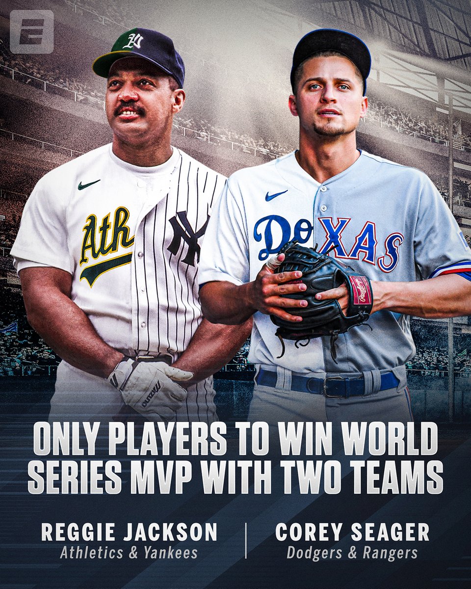 SportsCenter's tweet image. Corey Seager joins Mr. October in the record books 🏆 🏆