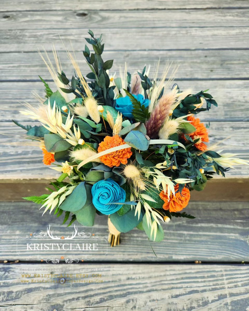 Thank You Amy! ❤️ 
Custom Sola Wood Flower Bridal & Bridesmaids Bouquets 💐 
.
KRISTYCLAIREFLORALDESIGN.COM 
KRISTYCLAIRE.ETSY.COM 
.
#wedding #weddingbouquet #bridalbouquet #solawoodbouquet #solawoodflowers #orange #tealflowers #naturals #preserved #preservedflower #botanical #oats