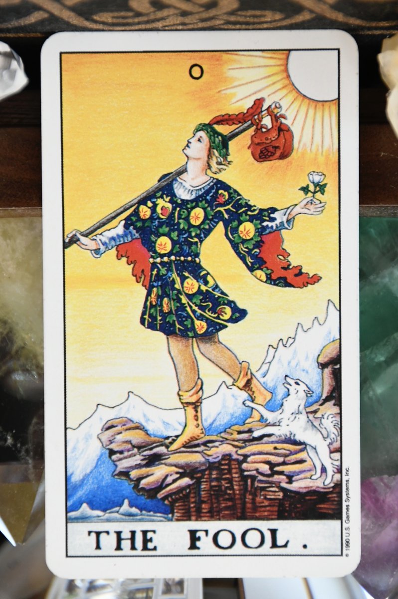 Card for the Moment: The Fool, Air, “Spirit of the Æther.” Beginning of the Great Work, divine innocence, foolishness is holiness, divine madness, reason is transcended. I pulled this card near midnight on Halloween, the witches’ New Year’s Eve, so it carries portents for the