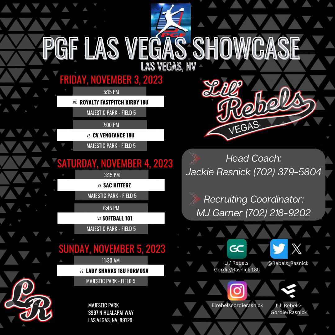MerynlieW2025's tweet photo. PGF Las Vegas Showcase Schedule 11/3-5/23 https://t.co/3Yr5tQNWUB