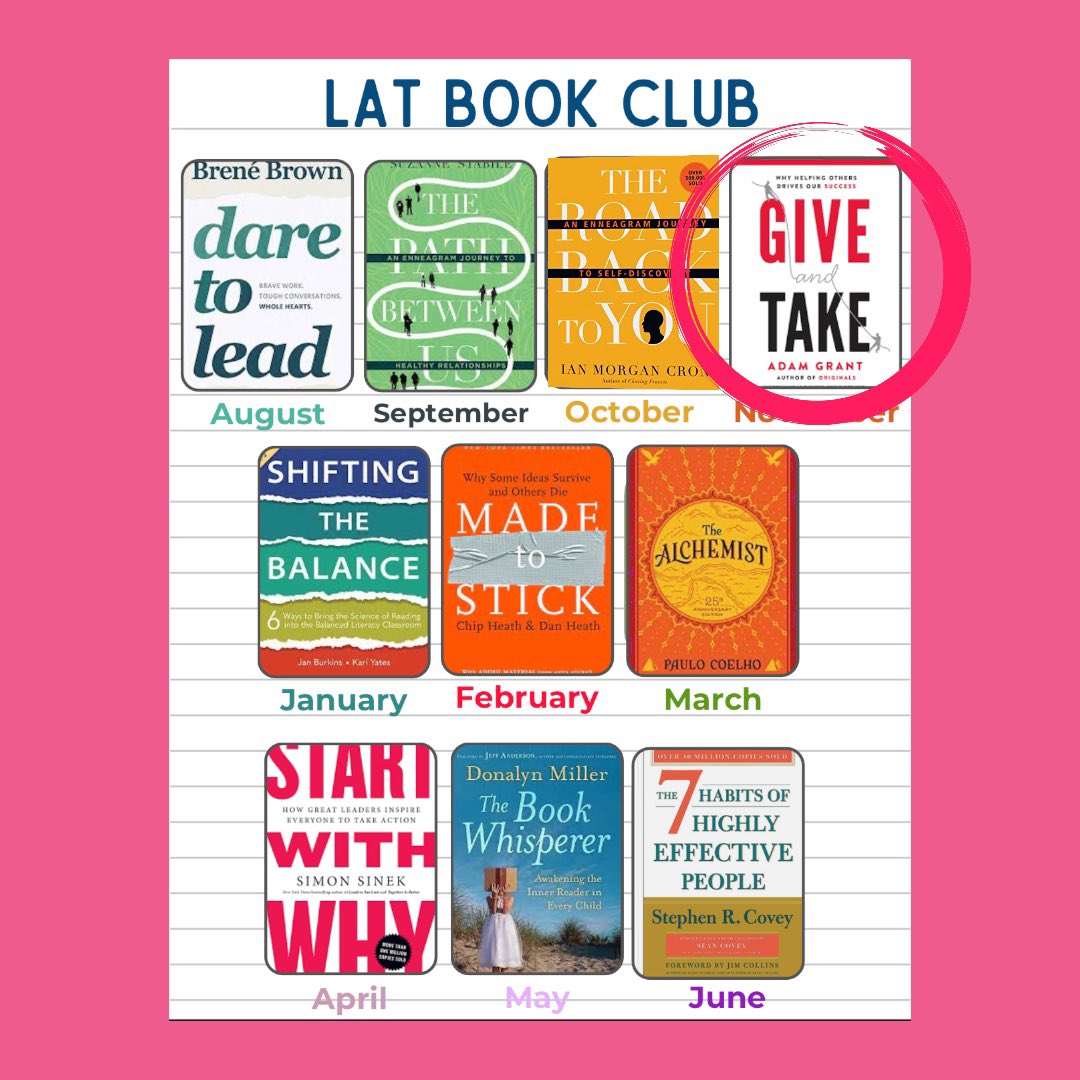 MCLA_Chapter's tweet image. In November, our Virtual Book Club delves into "Give and Take" by Adam Grant. This thought-provoking book categorizes individuals into three types: givers, matchers, &amp;amp; takers, shedding light on unique approaches to success. Join us for another month of exploration &amp;amp; discussion!📚