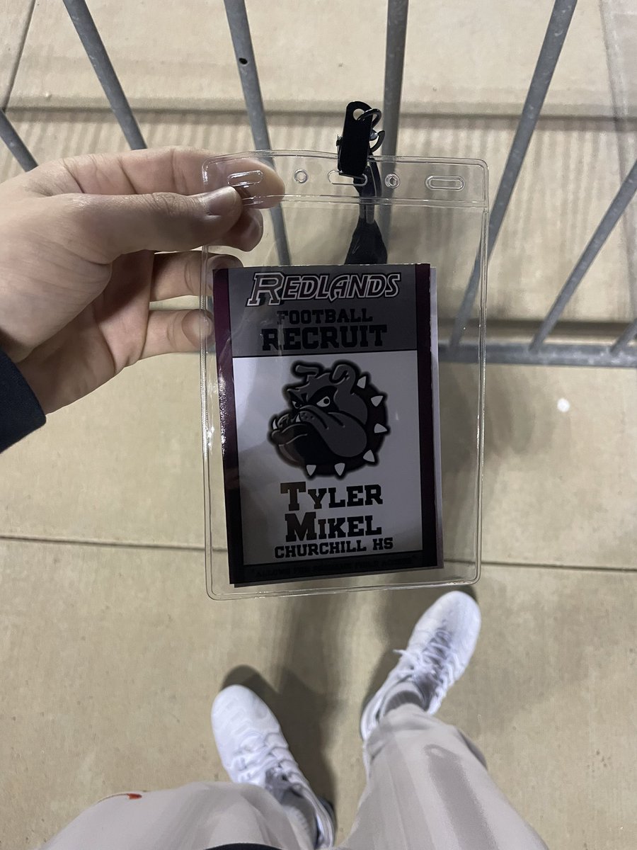 TylerMikel4's tweet photo. This past weekend I had the opportunity to make the trip to California and visit The University of Redlands. Thank you @UofR_Football @UR_CoachGood @NathanQB3 for having me. https://t.co/ejQuQyOVLT