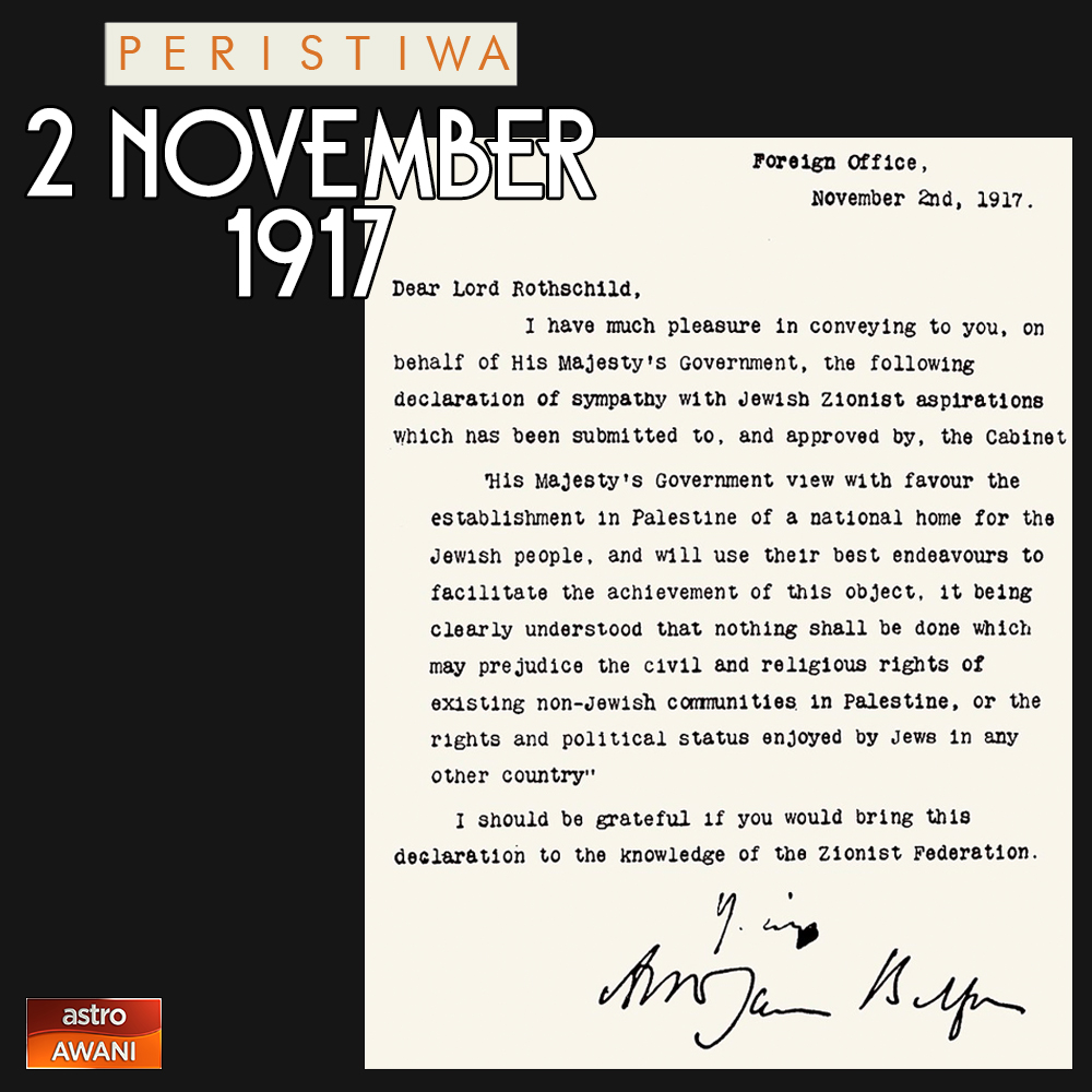 Hari ini 106 tahun yang lalu, Deklarasi Balfour ditulis. Bila British mengisytihar perang ke atas Empayar Uthmaniyah pada November 1914, mereka mula membuat pertimbangan tentang masa depan Palestin. Jawatankuasa dibentuk PM H. H. Asquith & beliau menyokong reformasi pasca-perang…