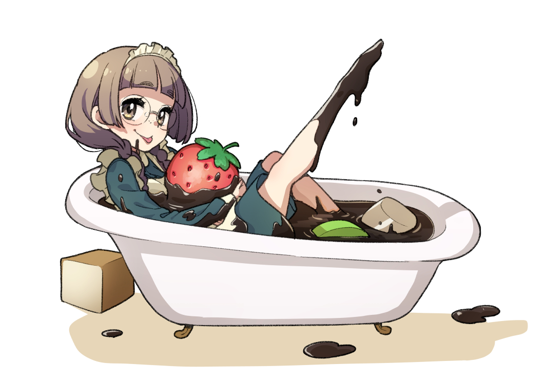 「ワンドロ。「メガネ」「三つ編み」「チョコレート」ちゃん 」|へーべーのイラスト
