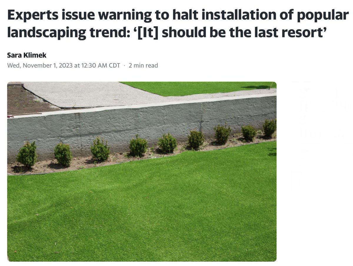 Recommendation: “halt the installation of new turf fields in NSW until proper remediation has occurred.”

“… there is no way to contain this plastic runoff… the plastic breaks down &amp; releases toxic chemicals &amp; heavy metals into the ecosystem.”

yahoo.com/lifestyle/expe…