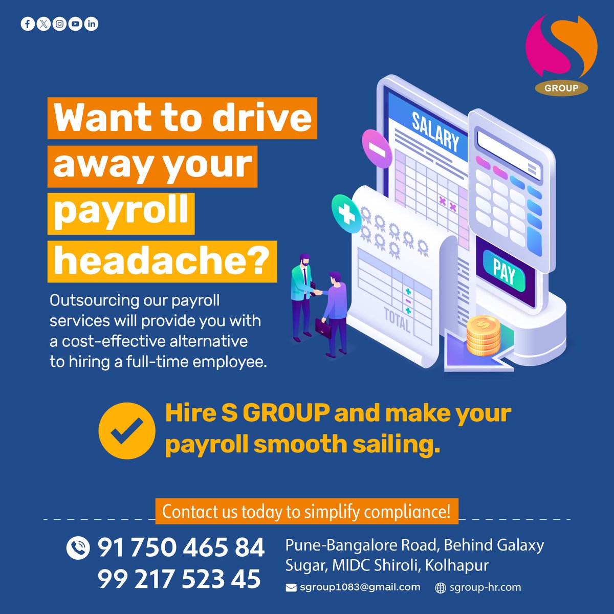 Say goodbye to your #payroll worries! Choose #S GROUP for uncomplicated #payroll solutions and steer your way to smooth sailing.
#PayrollSolutions #WorryFreePayroll #SmoothSailing #HassleFreePayroll #PayrollExperts #EfficientPayroll #PayrollManagement #SGroupPayroll