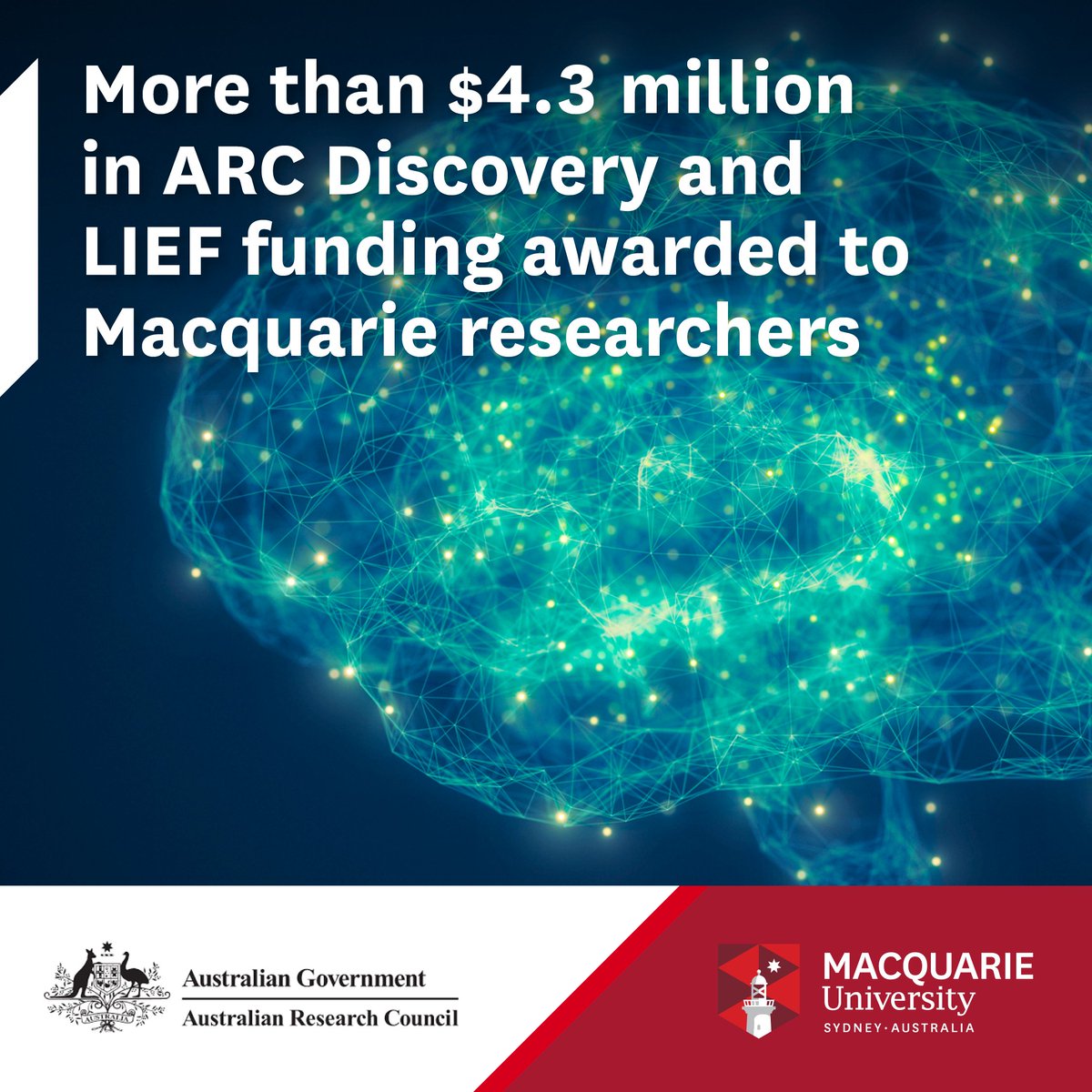 Congratulations to our Researchers awarded more than $4.3 million in total funding following the announcement of the 2024 ARC Discovery Projects scheme and the Linkage Infrastructure, Equipment and Facilities scheme by Australian Research Council: macq.it/3FJgdDW