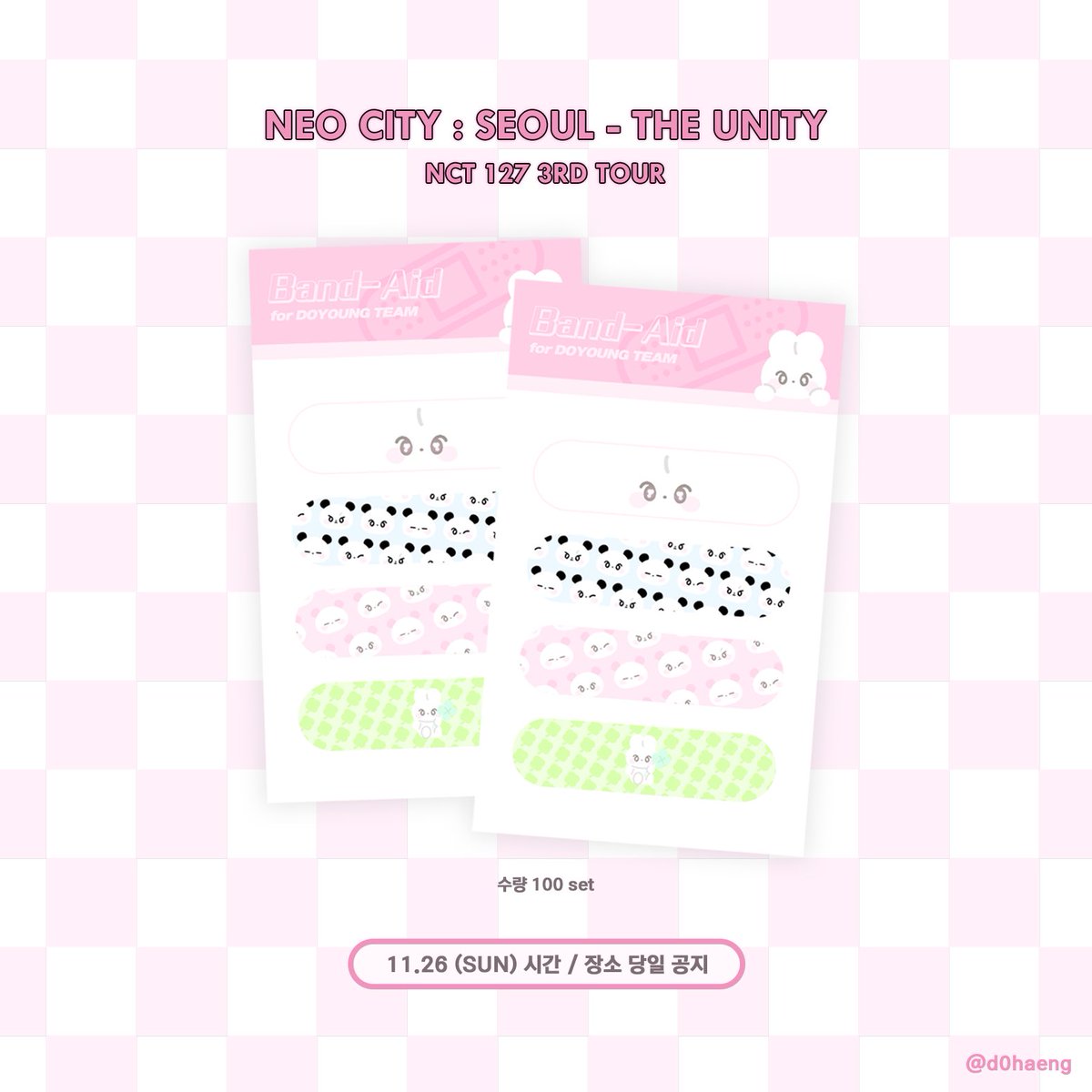 d0haeng's tweet photo. 𝗡𝗖𝗧𝟭𝟮𝟳 𝟯𝗥𝗗 𝗧𝗢𝗨𝗥
𝗡𝗘𝗢 𝗖𝗜𝗧𝗬 : 𝗧𝗛𝗘 𝗨𝗡𝗜𝗧𝗬

NCT 127의 콘서트에�� #도영 팀을 위한 
도행이 일회용 밴드 나눔을 진행합니다♡

날짜: 11.26 (일)
수량: 100set
인증: 도행이 or 도영이 응원도구 

장소와 시간은 당일 공지됩니다!
#RT 추첨 2분께 도행이 반창고를 드립니다. https://t.co/BZAawa8xfK