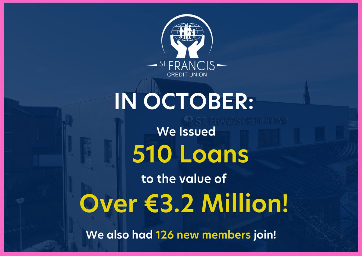 Here are our Lending Figures for October 2023! 😊 St. Francis Credit Union are proud to support the People of Clare and would like to encourage everyone to support local like us! 🤝 #supportlocal #clare