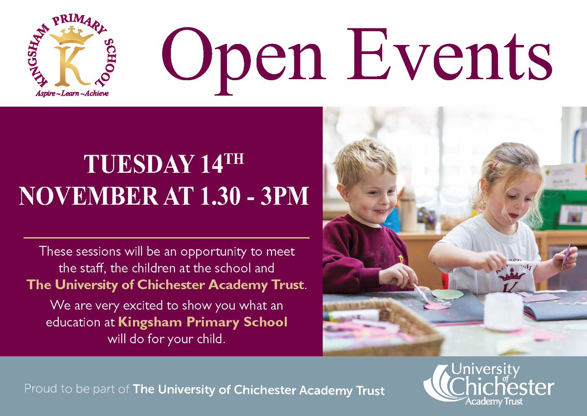 Are you looking for a school space in September 2024? Join us for our Open Afternoon at Kingsham Primary School 📷📷
Come visit us and explore our classrooms, meet our teachers, and see the incredible work our pupils are doing - don't miss out!