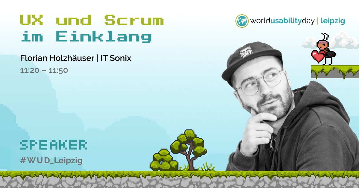 WUD_Leipzig's tweet photo. Speaker Spotlight: Florian Holzhäuser 💡

Erfahrt, wie UX in Scrum integriert werden kann, trotz Budgetgrenzen. Er teilt wertvolle  Praxiserfahrungen und zeigt, wie nahtlose UX in agile Projekte passt.  

Nicht verpassen! 

#UX #wud_leipzig #wud2023 #scrum #worldusabilityday https://t.co/bmIR26jhZI