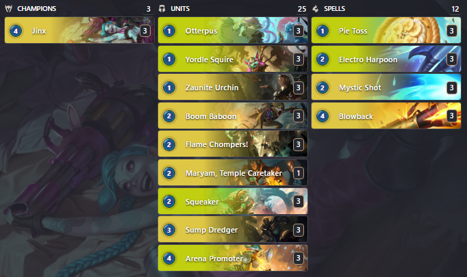 Não gosto de jogar rankeada, mas me forcei desta vez por conta dos pontos do mundial. É a primeira vez que pego página 1, então vale o post de recordação =)

Subi tudo de Jinx porque já estava confortável com o deck e os jogos são rápidos.