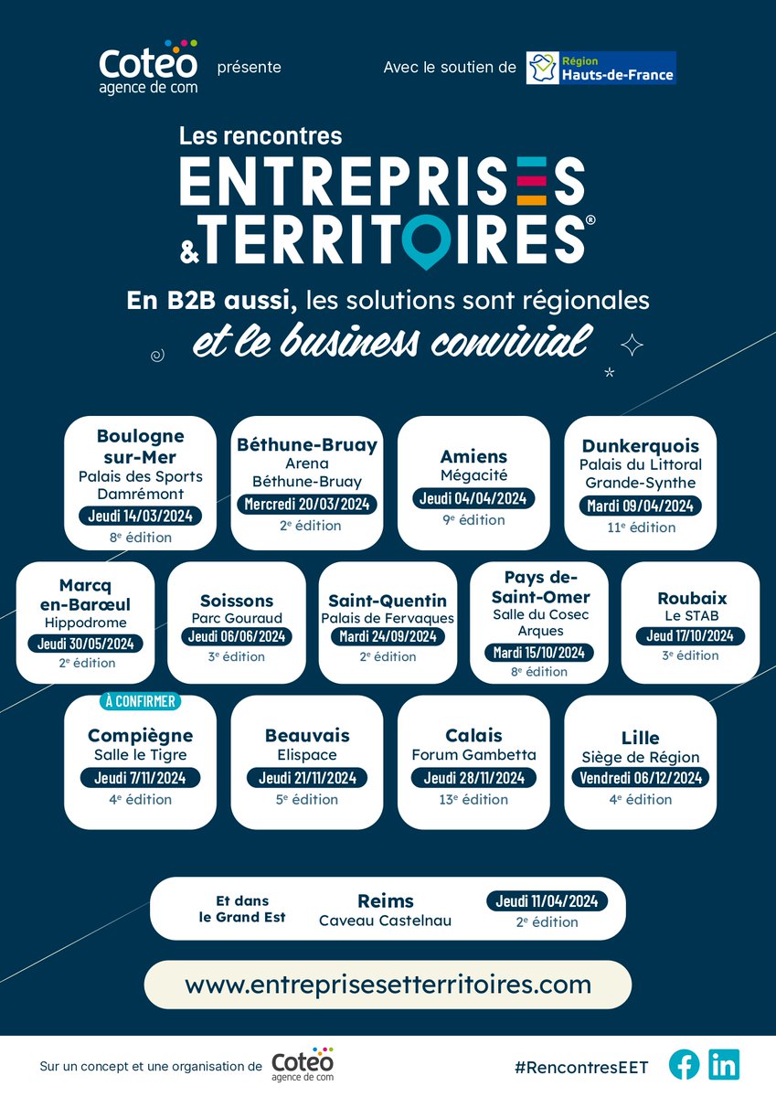 Les Rencontres Entreprises et Territoires montent en puissance en 2024. 💻📱💡
Des journées pour favoriser des solutions régionales ! Et le dossier exposants est disponible sur eet.salon 
#RencontresEET #SalonProfessionnel #RéseauProfessionnel #Innovation