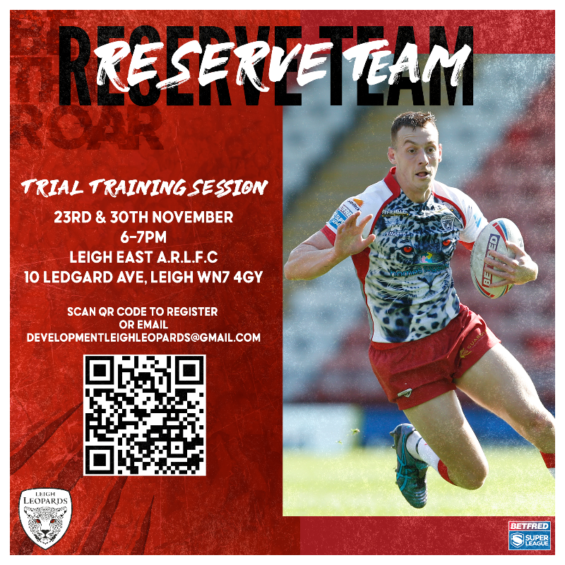 LeighLeopardsRL's tweet photo. 𝗧𝗛𝗜𝗡𝗞 𝗬𝗢𝗨 𝗖𝗢𝗨𝗟𝗗 𝗥𝗘𝗣𝗥𝗘𝗦𝗘𝗡𝗧 𝗧𝗛𝗘 𝗟𝗘𝗢𝗣𝗔𝗥𝗗𝗦?

We are holding Reserve team trial training sessions are this month. 

For more information tap below.