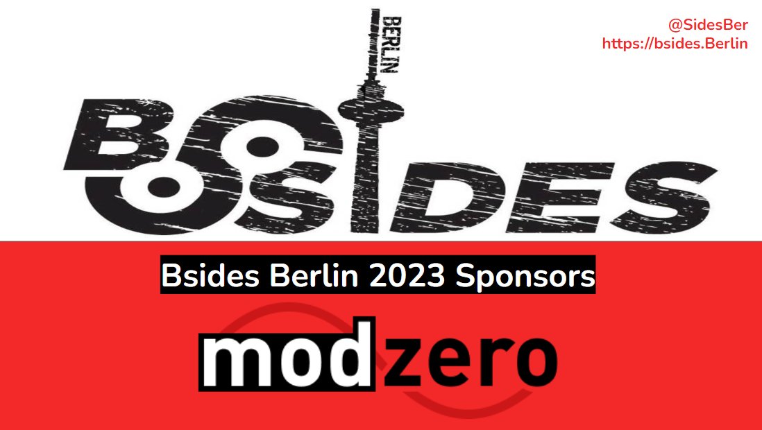 BSides Berlin (@sidesber) on Twitter photo Joining us for a second year as sponsor is <a href="/mod0/">@modzero@infosec.exchange</a>. Thanks for your continued support!
Register at bsides.berlin for one of the last remaining in-person tickets.
#BSidesBerlin #appsec #infosec #BSides Joining us for a second year as sponsor is <a href="/mod0/">@modzero@infosec.exchange</a>. Thanks for your continued support!
Register at bsides.berlin for one of the last remaining in-person tickets.
#BSidesBerlin #appsec #infosec #BSides