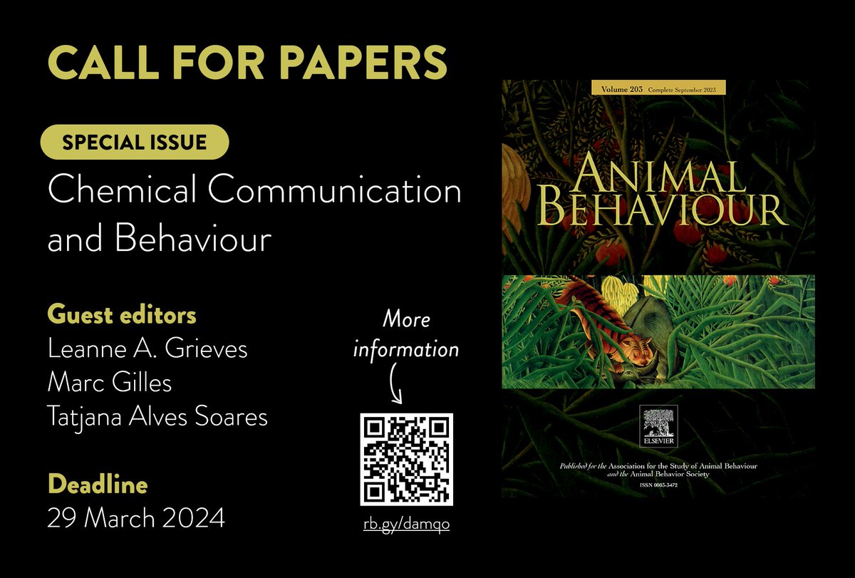 We are preparing a special issue on "Chemical Communication and Behaviour"!
More information 👉 rb.gy/damqo