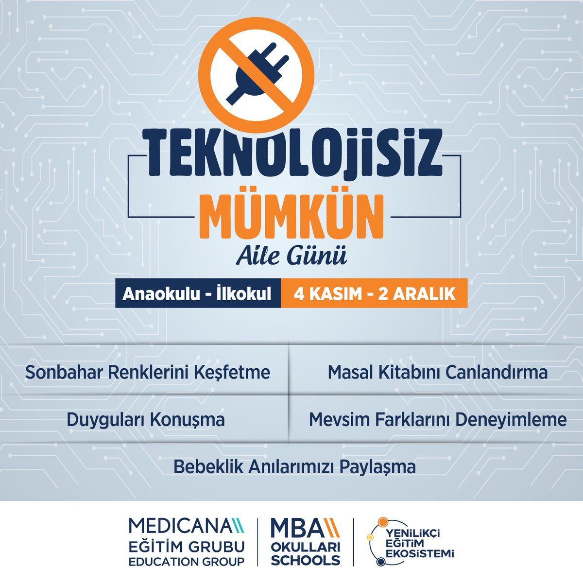 Teknolojiyi bir kenara bırakıp, doğanın ve yaratıcılığın tadını çıkarmanın zamanı geldi!  MBA Okulları öğrencileri teknolojik aletlerini bırakıp aile etkinlikleriyle paylaşımlarını arttırıyorlar. Siz de "Teknolojisiz Mümkün" etkinliğimize katılın!

#TeknolojisizMümkün