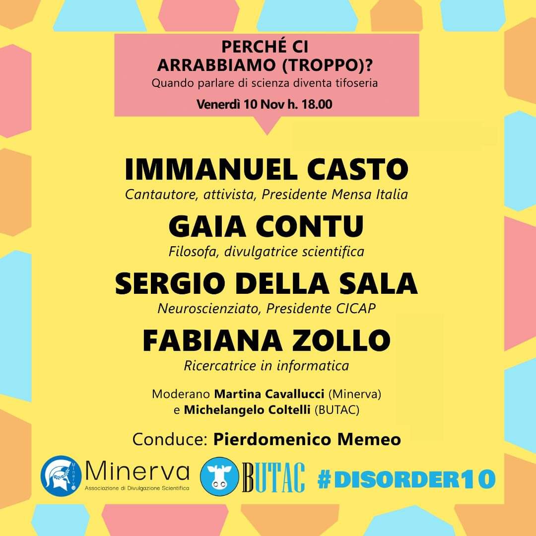 info_colibri's tweet photo. @info_colibri si unisce a @butacit e a @NoiDiMinerva per celebrare i loro 10 anni di impegno nella lotta alle #fakenews e nella promozione della divulgazione scientifica con il Festival #DISORDER, in programma a #Bologna il 10 e 11 novembre. 
👉 https://t.co/Vx21of1BRA https://t.co/gaImrIGjsg