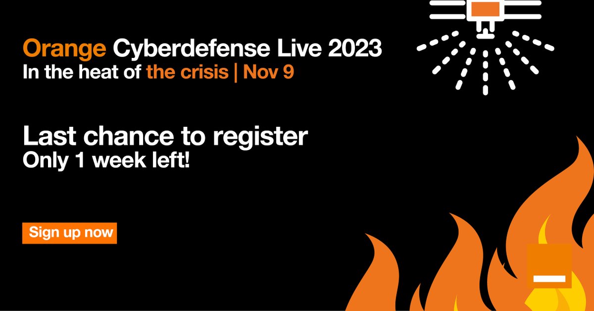 ONLY 1 WEEK LEFT until Orange Cyberdefense Live - In the heat of the crisis! 🔥

Haven't registered yet? Be quick! 👉 ow.ly/T6LP50Q2ug9