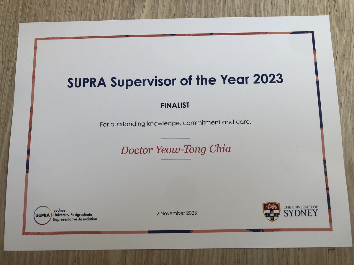 YeowTong's tweet photo. Even though I didn’t win the award, I’m thankful to my 2 previous PhD students for their nomination! #gratefulsupervisor https://t.co/jrspSCihct