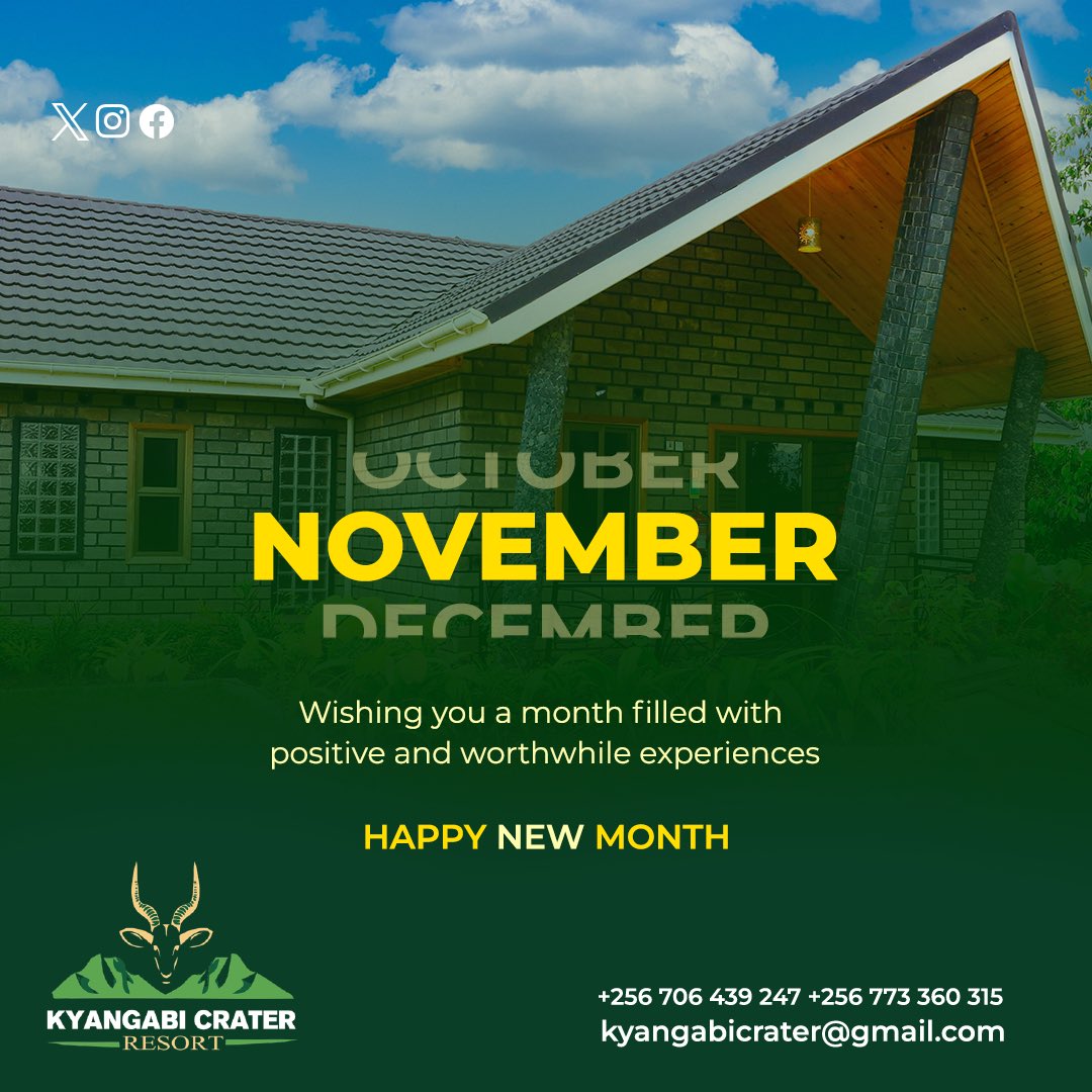 Kyangabi_Resort's tweet photo. Wishing you a blessed month of November.

Make it count and don’t forget your adventure plans.🤗

#VisitKyangabi https://t.co/hQrVhMIrQ2