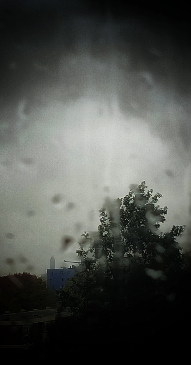 Momenteel is het uitzicht ... welnu Ciaranatisch te noemen! (tussen de regendruppels is de Zalmhaventoren te zien)