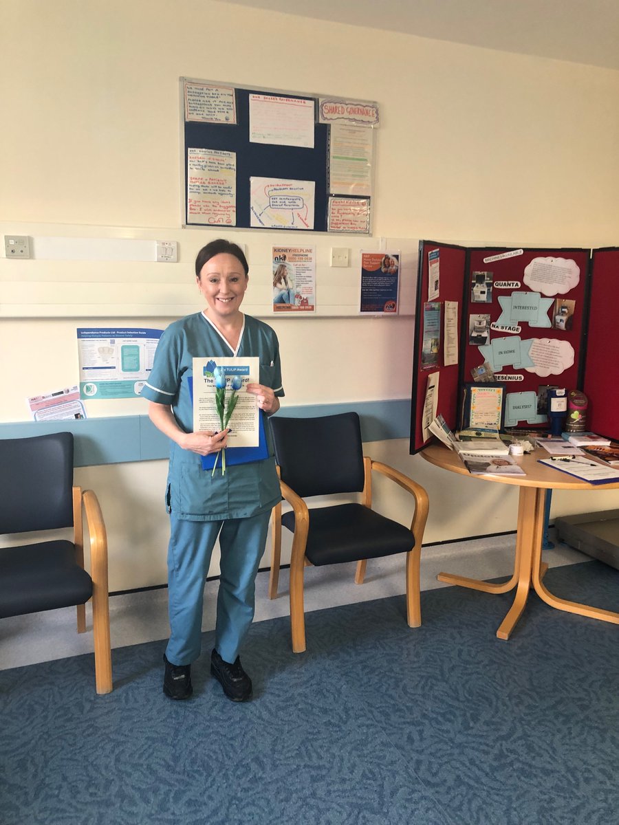 A wonderful Tulip presentation today at the Shipley dialysis unit. Thank Bella for presenting. Congratulations Toni, hearing your nomination for continuously going above and beyond for your patients, a lovely nomination. Thank you 🙏