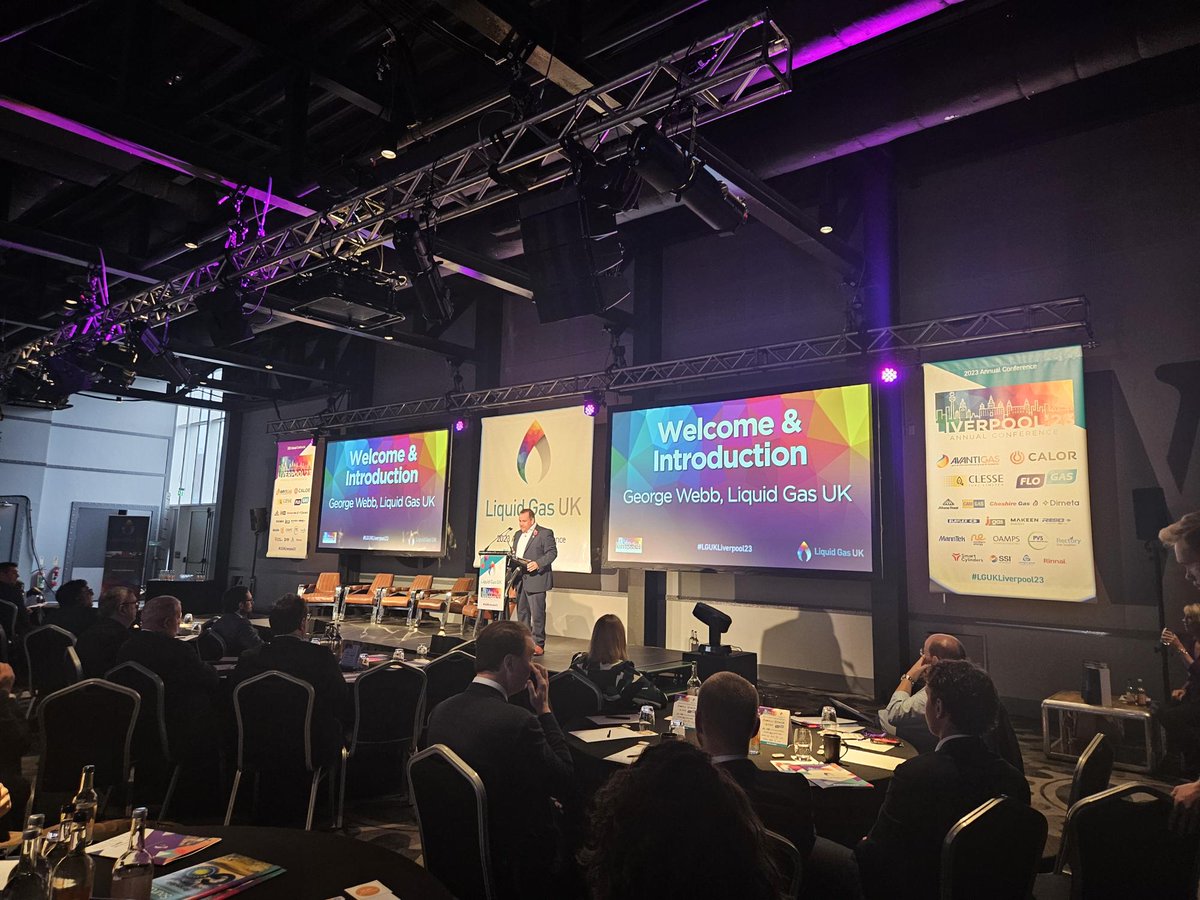 LiquidGasUK's tweet photo. George Webb, CEO of @LiquidGasUK welcomes delegates to the 2023 @LiquidGasUK #AnnualConference #LGUKLiverpool23 to discuss the important topic of #Technology & #Innovation on the #PathwaytoNetZero. https://t.co/tDwQICSMkw