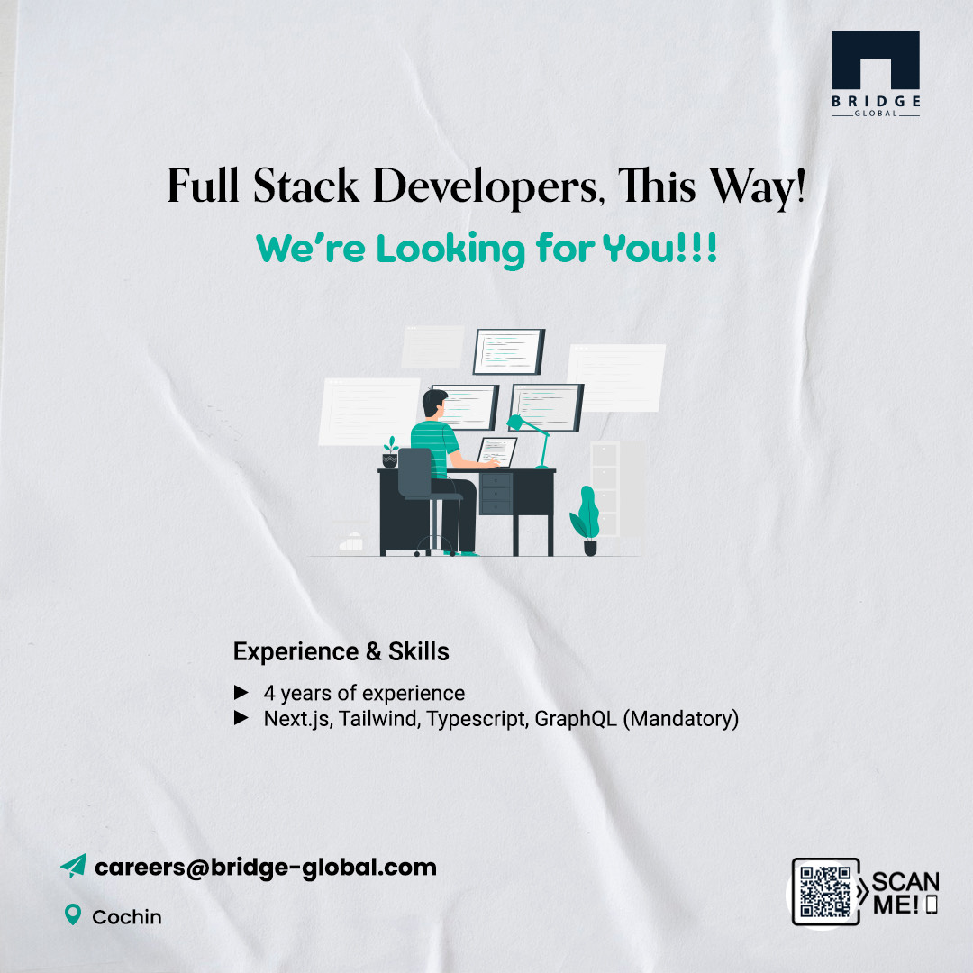 Bridge_Tweed's tweet image. Hiring experienced #FullStackDevelopers with expertise in Next.js, #Tailwind, #Typescript, and #GraphQL. Be a part of our innovative journey by sending your CV to careers@bridge-global.com. Visit careers.bridge-global.com to explore the details.
#Nextjs #hiringalert #hiringnow