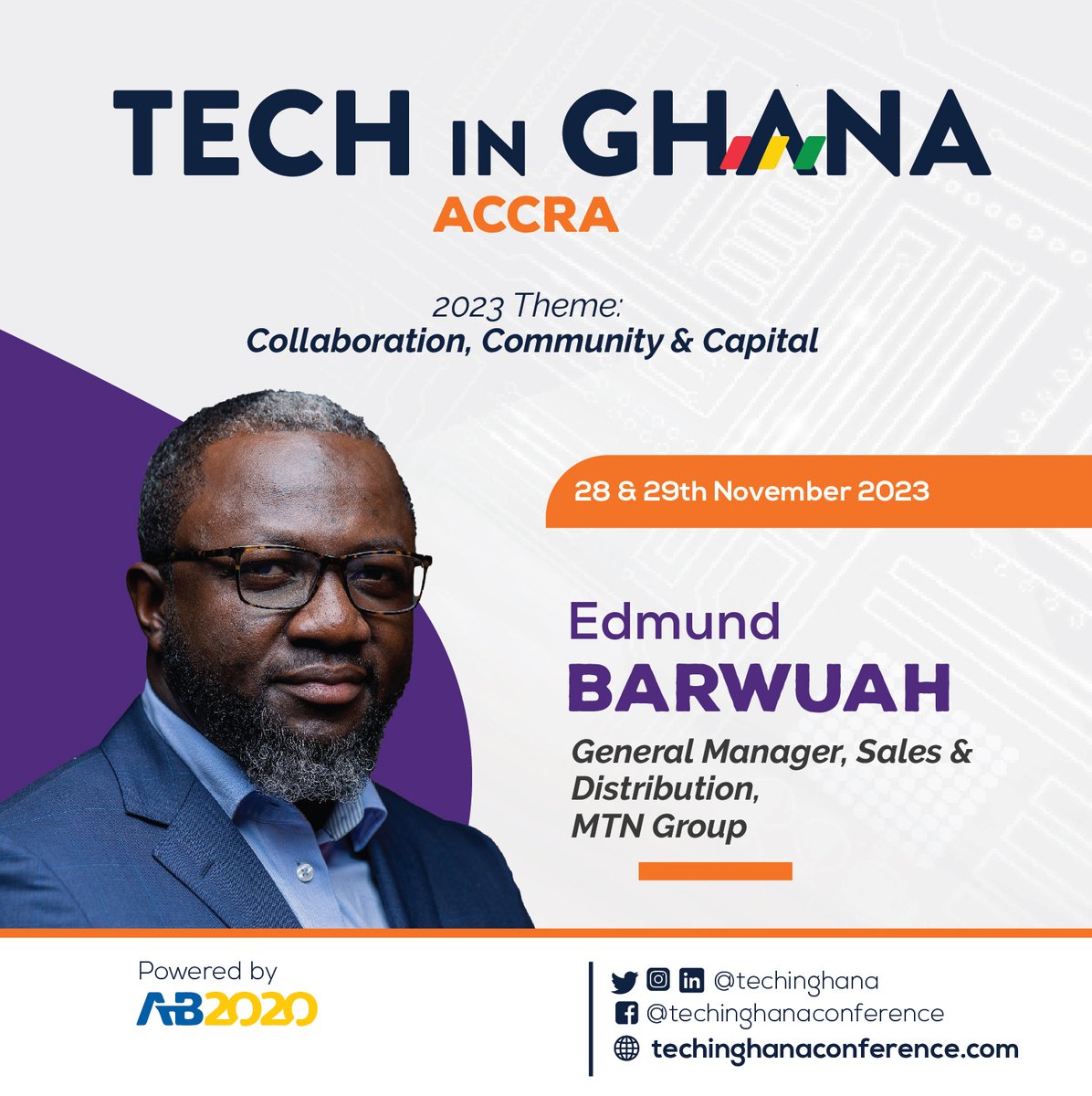 TechInGhana's tweet photo. We kick off our first wave of speakers with Edmund Barwuah - a transformational leader with over 15 years of experience in telecoms, fintech, and large retail product distribution and management across Africa and Asia.

As the General Manager of Sales and Distribution for MTN Group, the largest telecoms operator in Africa, he oversees the strategic and operational aspects of delivering quality products and services to over 250 million customers in 21 countries.

He is passionate about leveraging fintech as a key driver of economic development and inclusion, especially in emerging markets.

We are excited to see his contribution at our 12th Edition.

There are a limited number of Early Bird Tickets still available >>> https://t.co/cZyJWg1V72

#TechInGhana #fintech #telcos