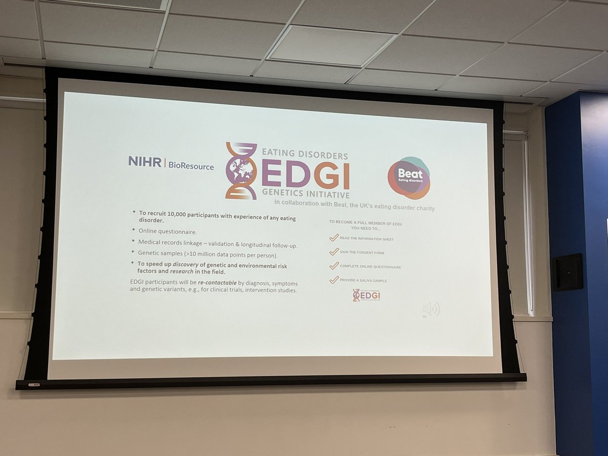Wendy Burn CBE (She/her) (@wendyburn) on Twitter photo Hearing from <a href="/psychgenomics/">Gerome Breen</a> about EDGI, huge research study. If you have an eating disorder please sign up. Also if you have one of the 3,000 unreturned tests please send it back! #FEDRCPsych23 Hearing from <a href="/psychgenomics/">Gerome Breen</a> about EDGI, huge research study. If you have an eating disorder please sign up. Also if you have one of the 3,000 unreturned tests please send it back! #FEDRCPsych23