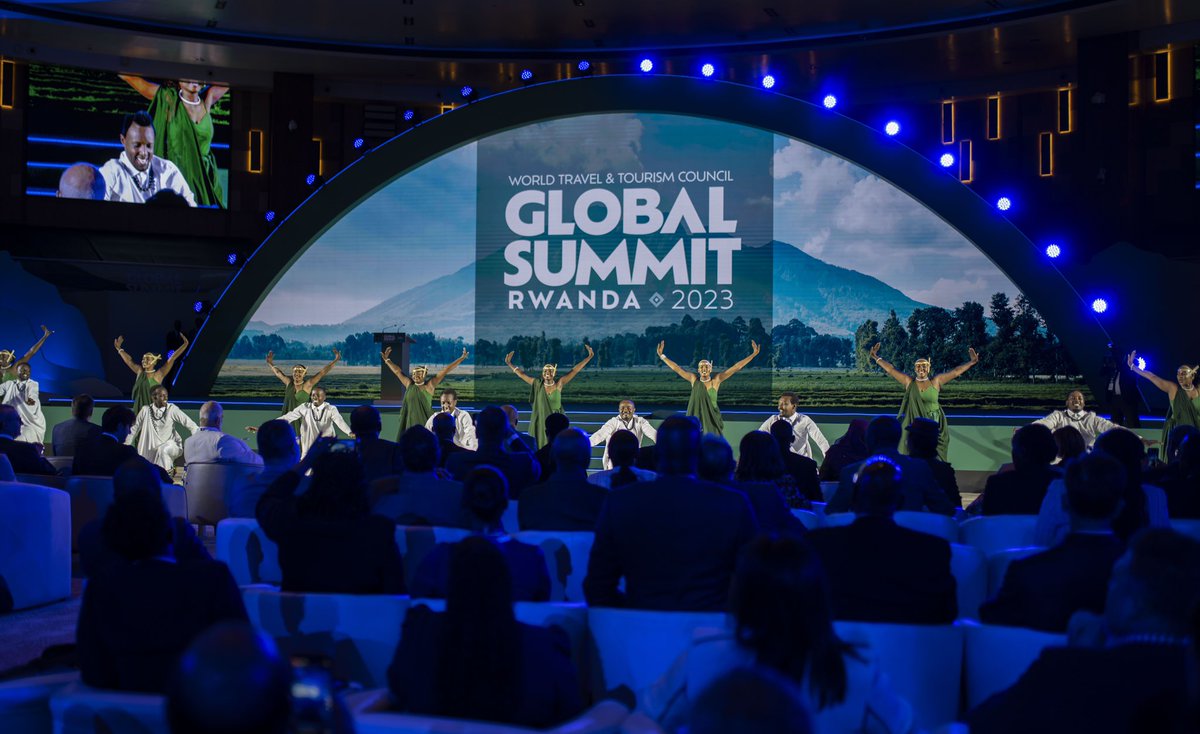 UrugwiroVillage's tweet photo. President Kagame is joined by President Samia Suluhu Hassan of Tanzania, Vice-President Prosper Bazombanza of Burundi, @WTTC President &amp; CEO Julia Simpson and @WTTC Chair Arnold Donald for the official opening of the 23rd WTTC Global Summit. #GSRwanda. https://t.co/5KAl3AmuU2