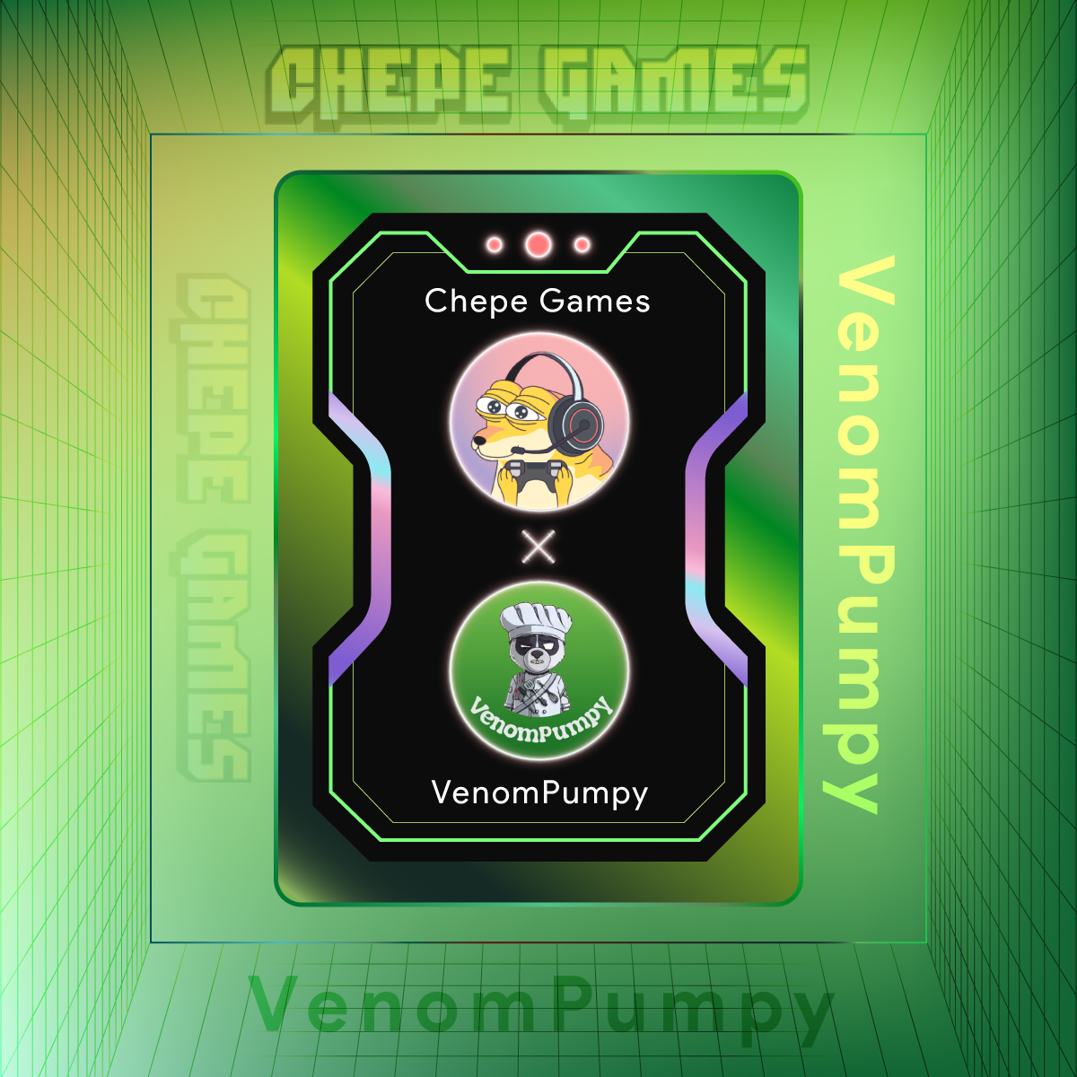 Welcome new partner: Chepe Games 🤝 Venom Pumpy 

🎁Rewards: 
✨10 WL spots from @chepe_gaming
✨10 Free NFT from @venommemepumpy

✅Like + RT + tag 3 frens 
✅Comment your wallet below 
✅Join here:  grinding.today/campaigns/1956

#NFT #VenomTestnet #Giveaway