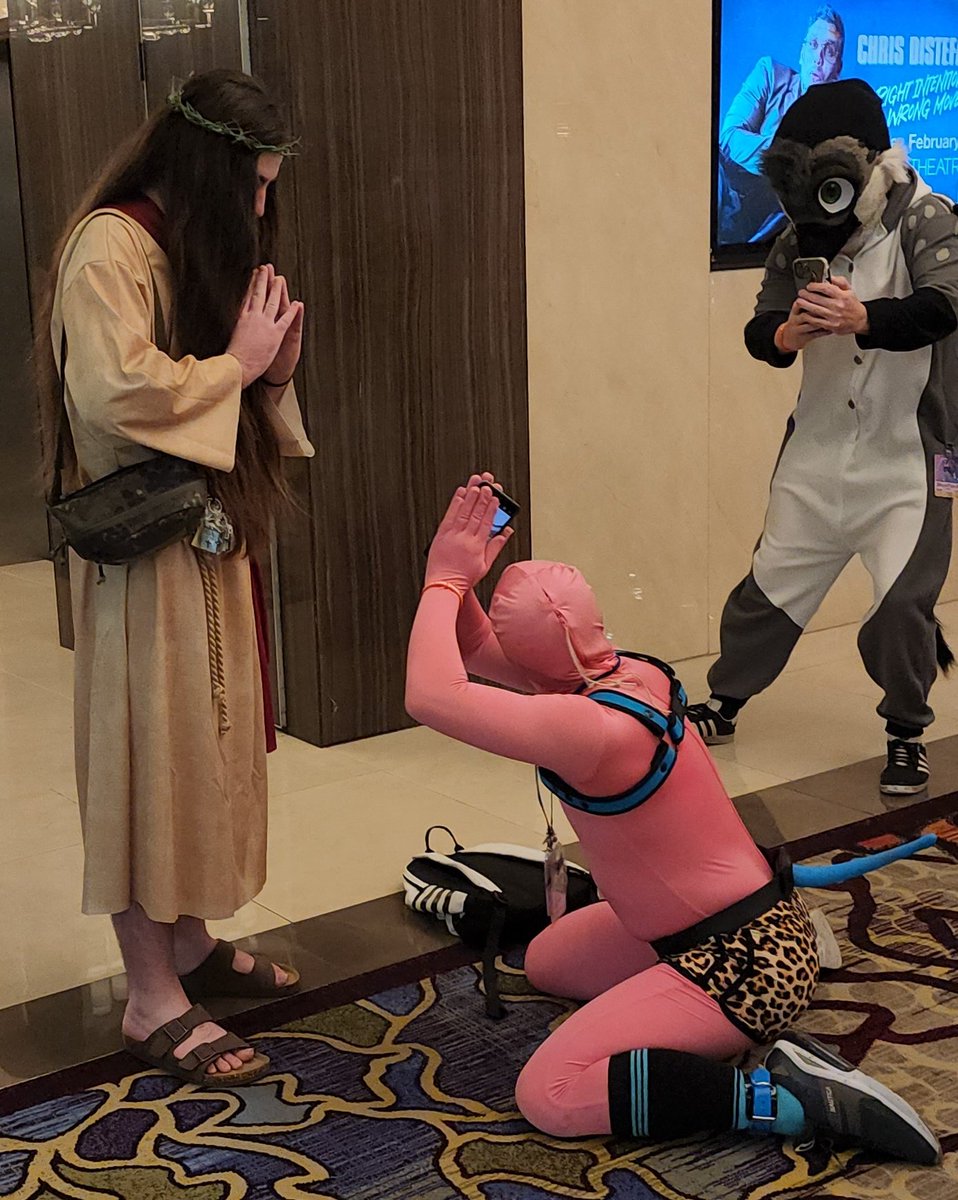 Worlds collide! Jesus met Pink Guy at #blfc2023
