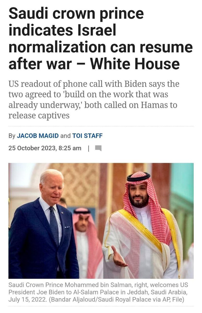 mynewshub's tweet photo. Maka hilanglah negara yang disanjung dunia Islam selama ini.......menjadi la ia hamba Yahood dan AS sepenuhnya...
--------------------------------------

Kepimpinan Houthi di Yaman melancarkan roket ke arah Israel namun roket itu dipintas dan diletupkan oleh Arab Saudi. 

Perdamaian dengan Israel samalah seperti redha dengan perampasan tanah dan pembantaian umat Islam Palestin selama hampir 80 tahun.

Sumber : (X) Yazid Hamka