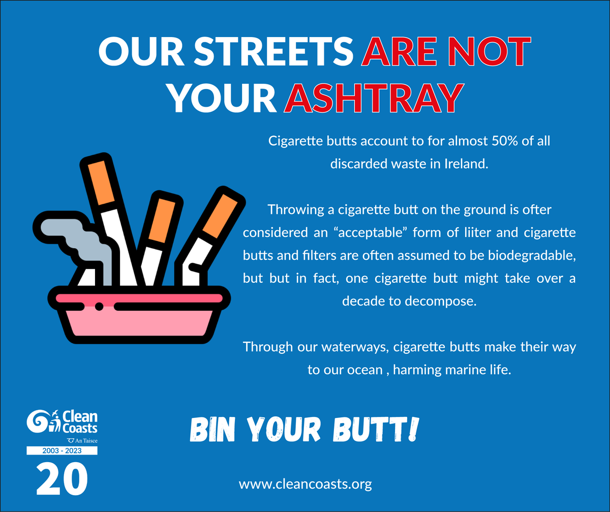 Cigarette butts tossed on the street will often make their way to our ocean, harming marine life. 🚬

Remember: Our streets are not your ashtray! 🚭 If you are a smoker, always #BinYourButt!

#CleanCoasts #ButtsOffOurBeach #EnjoyAndProtect