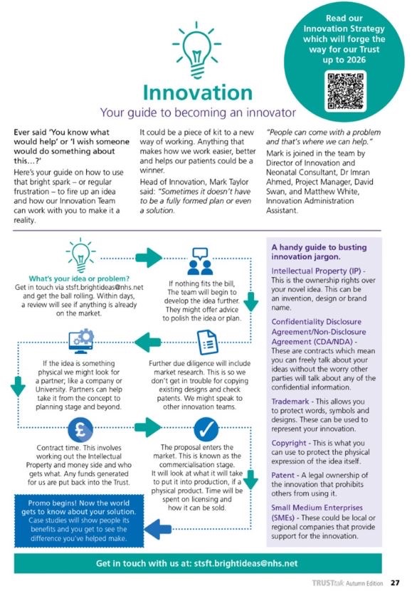 Is there a problem which you have identified which you would need assistance in solving? Do you have an idea for a new product or solution?  Then in get touch with the <a href="/STSFTrust/">South Tyneside and Sunderland NHS Foundation Trust</a> Innovation Team who will be able to help!!

#STSFTInnovation #STSFT