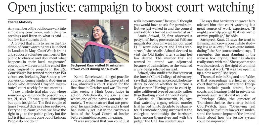Article on court watchers in @TimesLaw is also in print here, with @amritathwal2001, Zac Souter, Kamil Zelechowski, Gabriel de Chaisemartin and Sachpreet Kaur