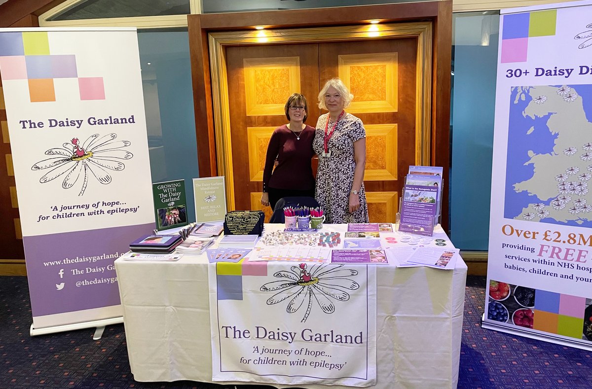 @thedaisygarland founder Sara Garland (R) and our Family Support Assistant Nikki (L) are delighted to be raising ketogenic awareness with our stand at the @Nutricia Complex #epilepsy Study Day in Sheffield today! #ketodiet