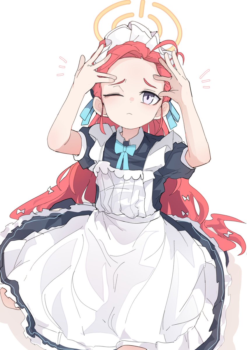 1girl solo maid headdress maid halo long hair apron  illustration images