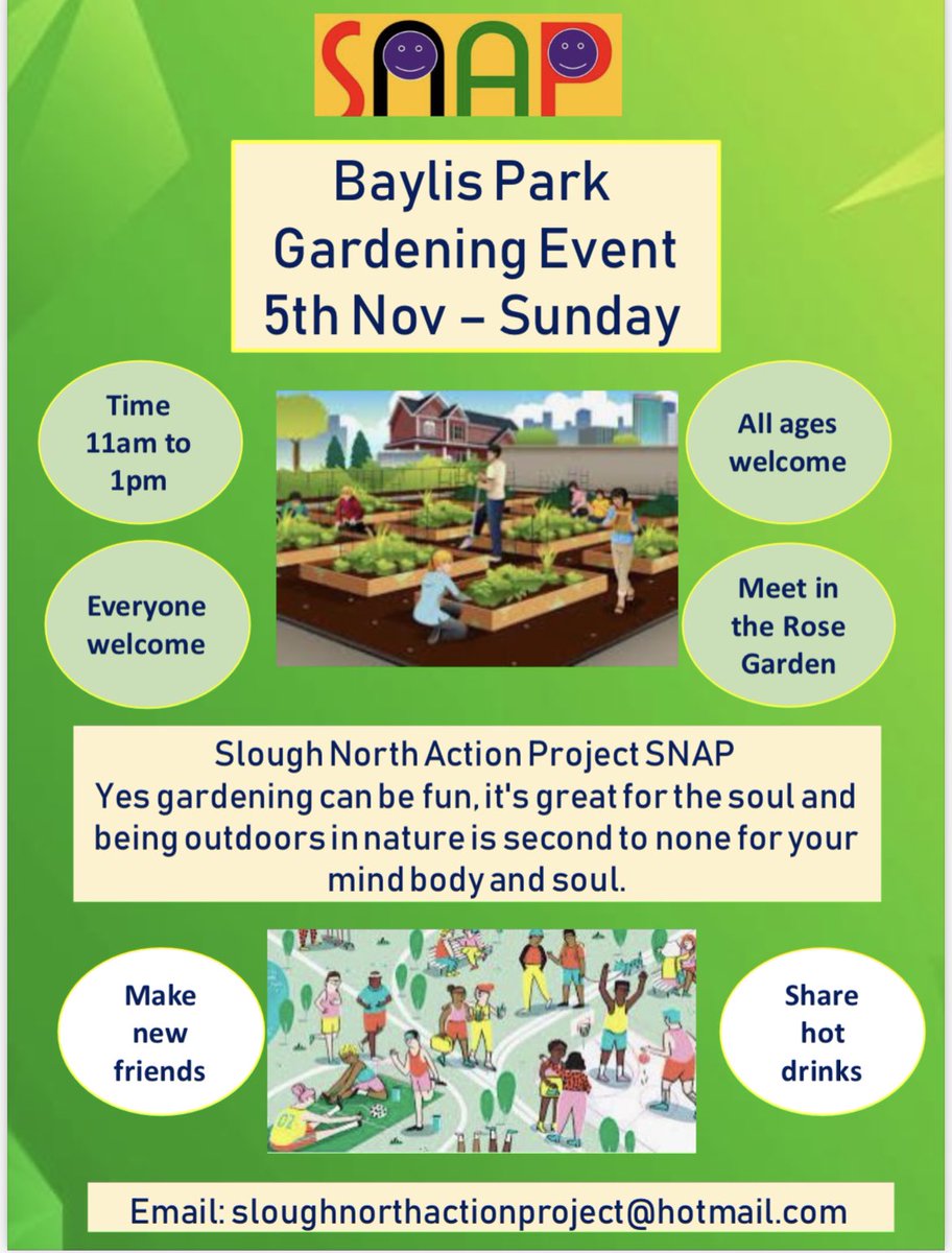 Weather permitting, all welcome. Gardening is one of the most important activities for us physically and mentally. Meet the team and have hot drink. <a href="/SloughCouncil/">Slough Borough Council</a> <a href="/SloughAntilitte/">Slough Anti-Litter Society</a> @TVP_Slough <a href="/Slough_NHW/">Slough Neighbourhood Watch (ourwatch.org.uk)</a> <a href="/ExpressSeries/">SloughWindsorExpress</a> <a href="/TanDhesi/">Tanmanjeet Singh Dhesi MP</a> <a href="/CllrFiza/">Cllr Fiza Matloob</a>