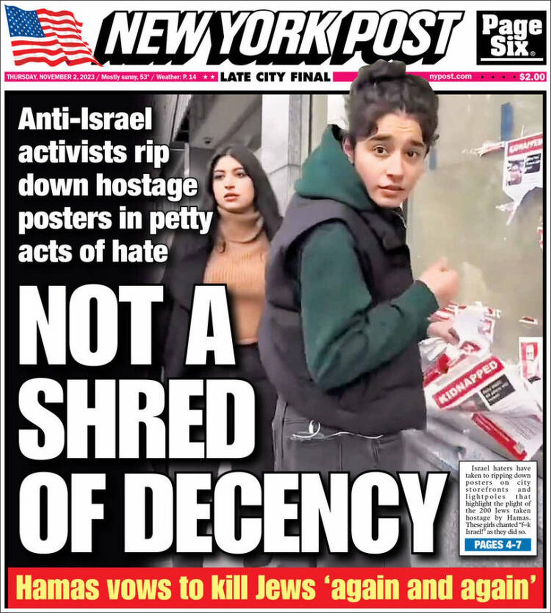 ๐ต๐๐๐๐ ๐ฟ๐๐๐๐ ๐๐๐๐๐ข ๐ฐ (@ukpapers) on Twitter photo ๐บ๐ธ Not A Shred Of Decency
โซAnti-Israel activists rip down hostage posters in petty act of hate
โซโAntisemitism at its deepest level,โ NYC leaders say
โซ<a href="/ccampy/">carl campanile</a> <a href="/Words_by_Woods/">Amanda Woods</a> <a href="/ndhapple/">Nolan Hicks</a> <a href="/dg_props/">David Propper</a> & Daniel McKnight
โซis.gd/viajuA ๐บ๐ธ
#frontpagestoday #USA <a href="/nypost/">New York Post</a> ๐บ๐ธ Not A Shred Of Decency
โซAnti-Israel activists rip down hostage posters in petty act of hate
โซโAntisemitism at its deepest level,โ NYC leaders say
โซ<a href="/ccampy/">carl campanile</a> <a href="/Words_by_Woods/">Amanda Woods</a> <a href="/ndhapple/">Nolan Hicks</a> <a href="/dg_props/">David Propper</a> & Daniel McKnight
โซis.gd/viajuA ๐บ๐ธ
#frontpagestoday #USA <a href="/nypost/">New York Post</a>