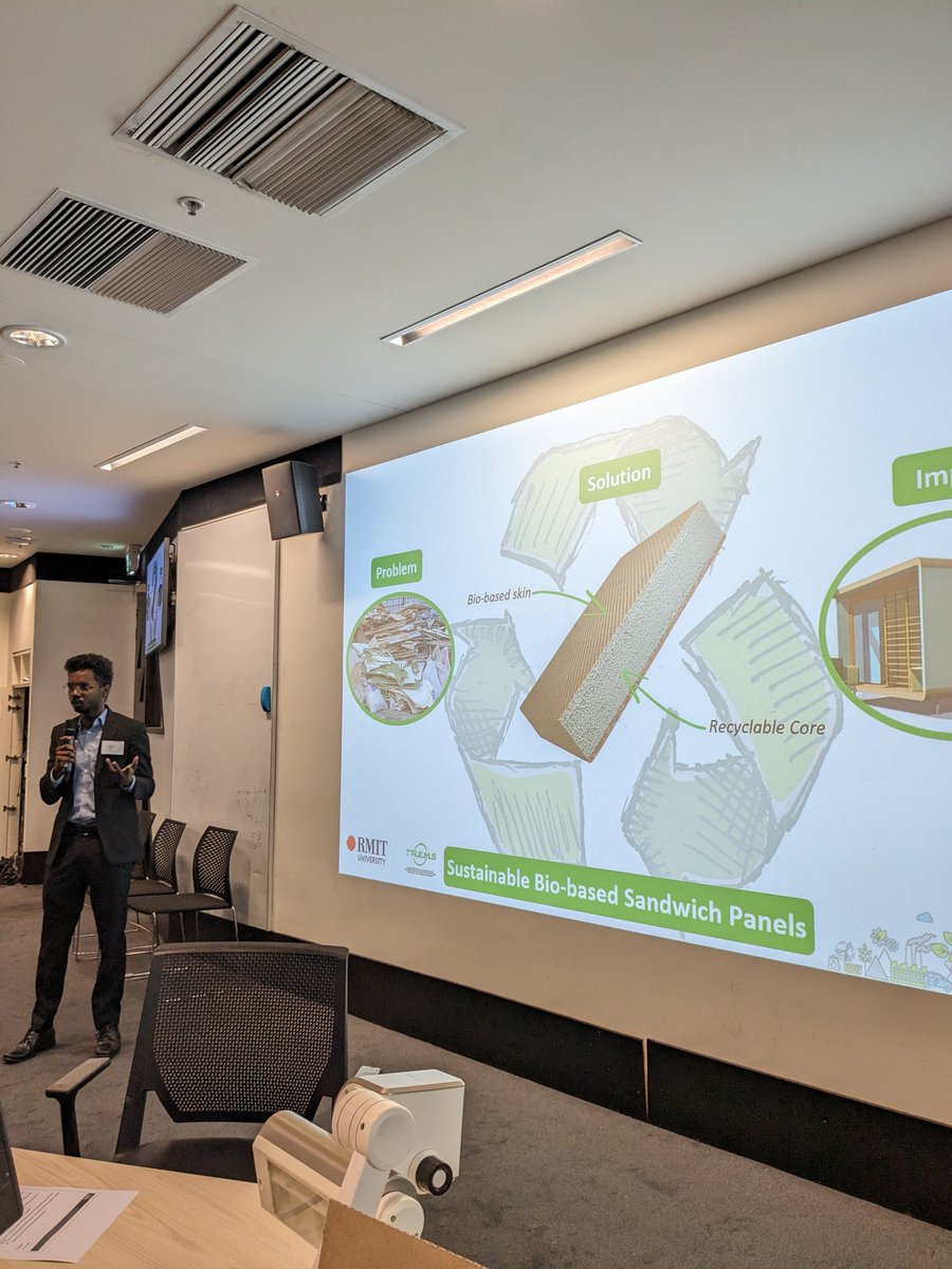 TREMsHub's tweet photo. Not the type of sandwiches you can eat. Our last PhD student has just taken the floor with research to create recyclable panels for housing. #recycling #housingsolutions https://t.co/yHglxmbocz