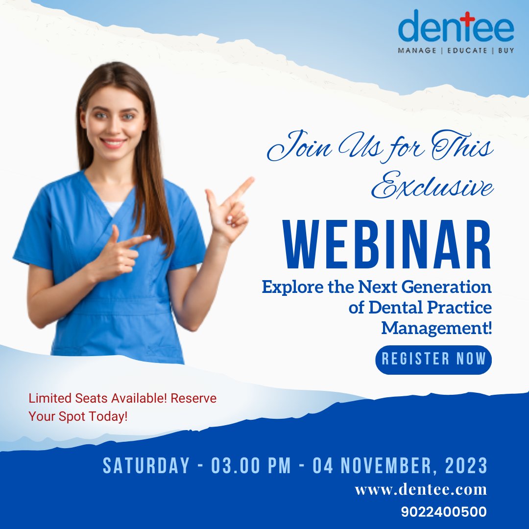 denteesocial's tweet photo. Webinar for Dentist!! Register for free!!

Registration Link:- https://t.co/mByscbeKOr 

#Dentist #dentistry #HealthTech https://t.co/cKuj1Kh7qE