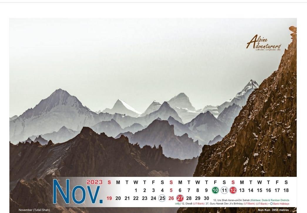 AlpineAdv's tweet photo. November Month in our Calendar
Nun Kun is a mountain massif of the greater Himalayan range, located on the border of Jammu and Kashmir and Ladakh . It consists of two main peaks: Nun (7,135m) and Kun (7,077 m) https://t.co/KcSLAwAGau